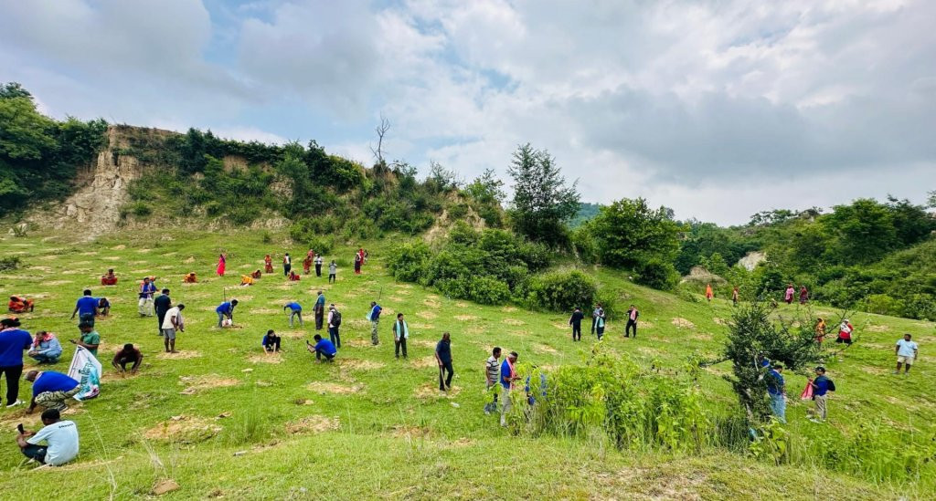 चुरेका नाङ्गा डाँडामा हरियाली अभियान