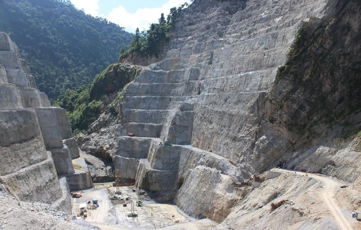 तनहुँ जलविद्युत् आयोजनाको मुख्य बाँध निर्माण हुँदै