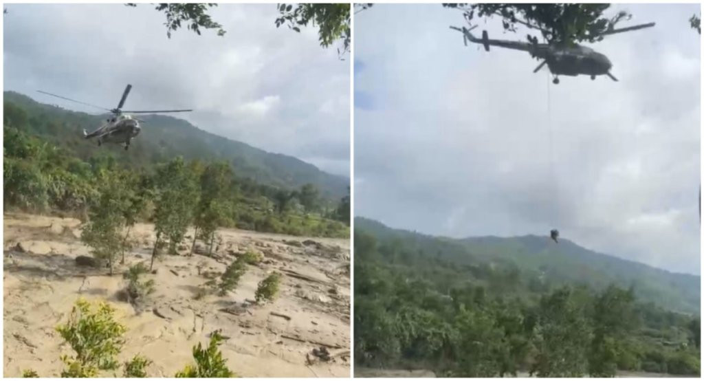 सेनाको हेलिकोप्टरमार्फत त्रिशुलीको बाढीमा फसेका दुई जनाको उद्धार