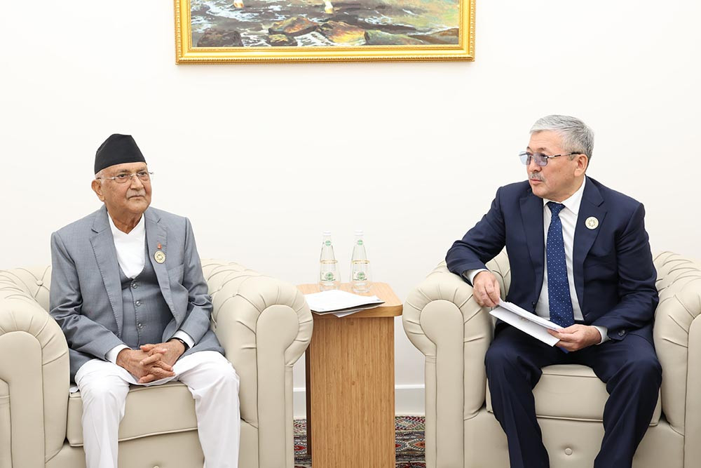 प्रधानमन्त्री ओली र किर्गिज गणतन्त्रका मन्त्रिपरिषद्का अध्यक्ष कासिमालिभबीच भेटवार्ता