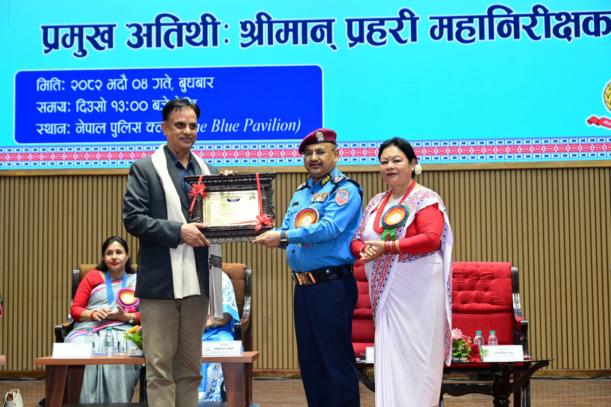 Senior Cardiologist Dr. Om Murti Anil and Artiste Haribansa Acharya Honoured by Nepal Police Wives Association